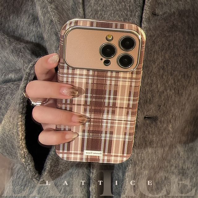 / Set Phone Strap Plaid Case