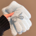 Fluffy Bow Knit Gloves