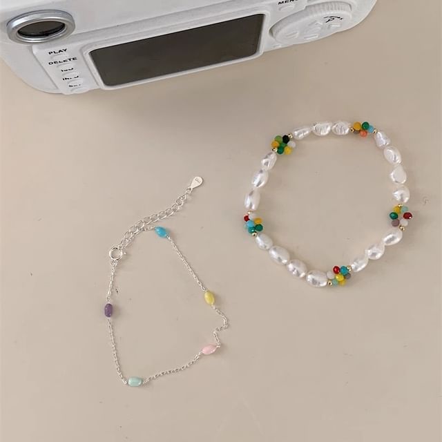 Pearl Silver Bead S925 Bracelet / Freshwater Sterling