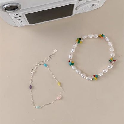 Pearl Silver Bead S925 Bracelet / Freshwater Sterling