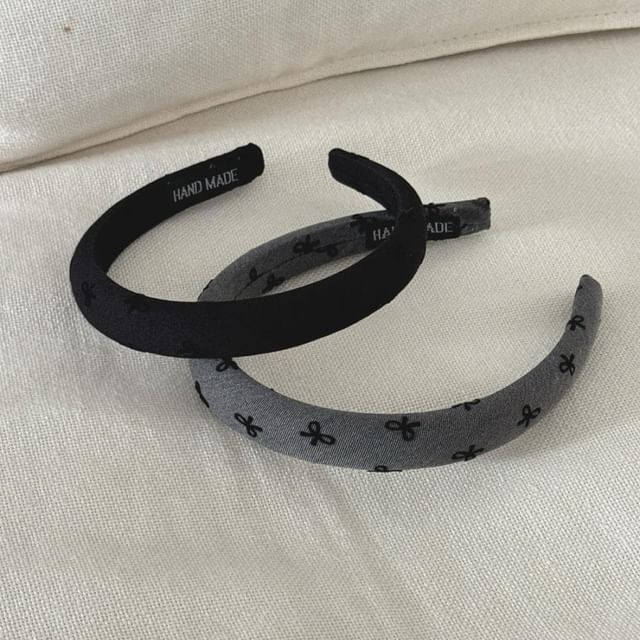 Headband Bow Fabric Embroidered