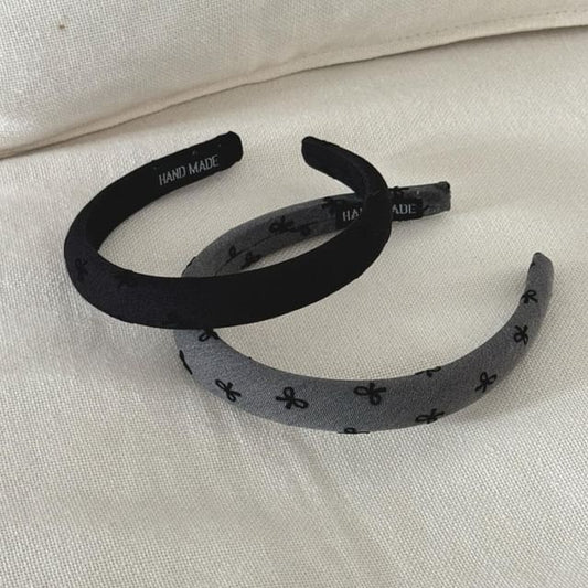Headband Bow Fabric Embroidered