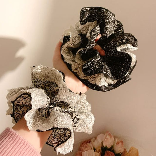 Scrunchie Floral Trim Print Lace