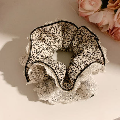 Scrunchie Floral Trim Print Lace