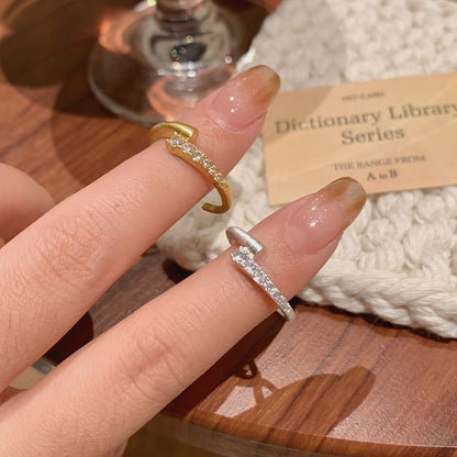 Open Alloy Rhinestone Ring Set /