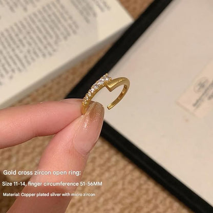 Open Alloy Rhinestone Ring Set /