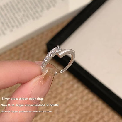 Open Alloy Rhinestone Ring Set /
