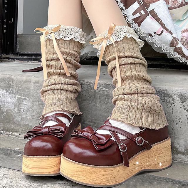 Leg Trim Accent Bow Warmers Lace