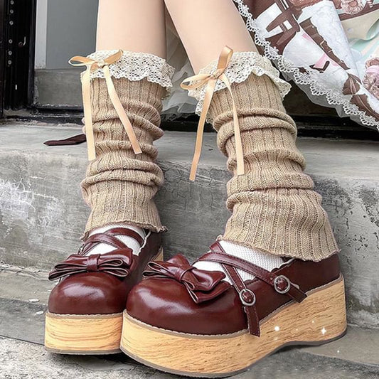 Beinbesatz Akzent Schleife Stulpen Spitze