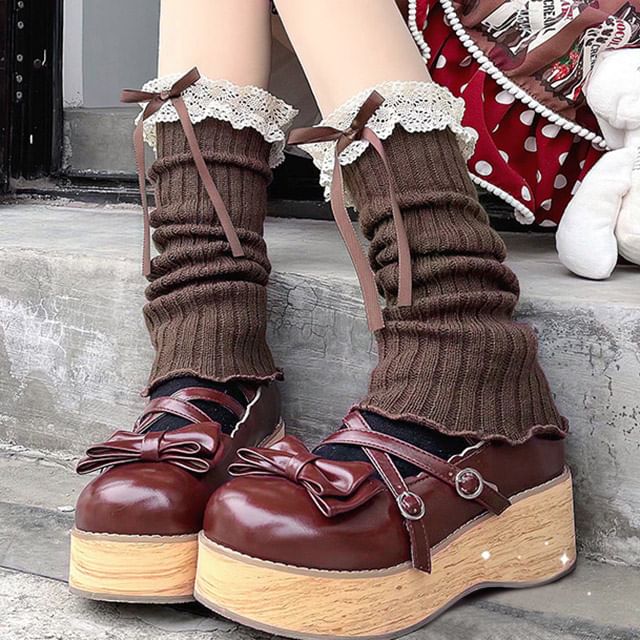 Leg Trim Accent Bow Warmers Lace