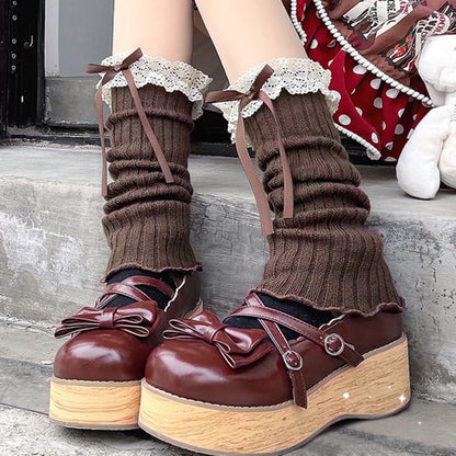 Leg Trim Accent Bow Warmers Lace