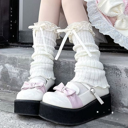Leg Trim Accent Bow Warmers Lace