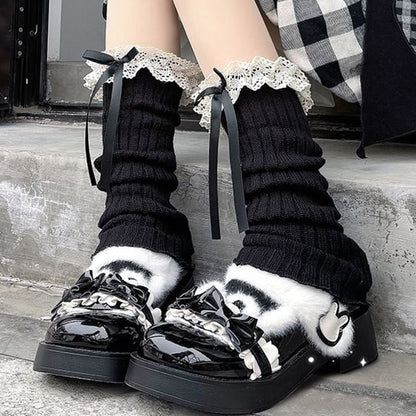 Leg Trim Accent Bow Warmers Lace