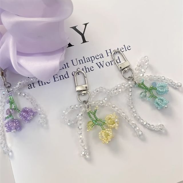 Flower Bow Charm Beaded Phone