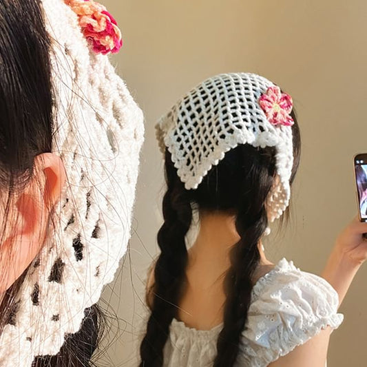 ヘッドスカーフ 三角形 花柄