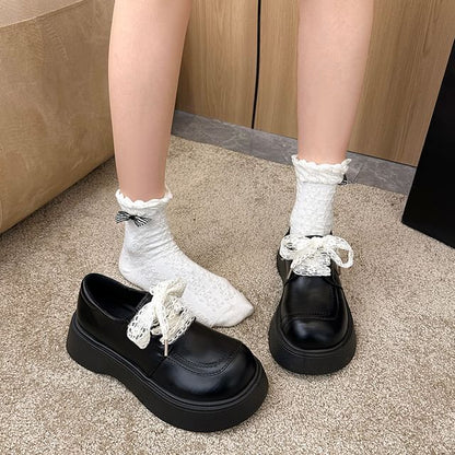 Lace Platform Panel Up Shoes