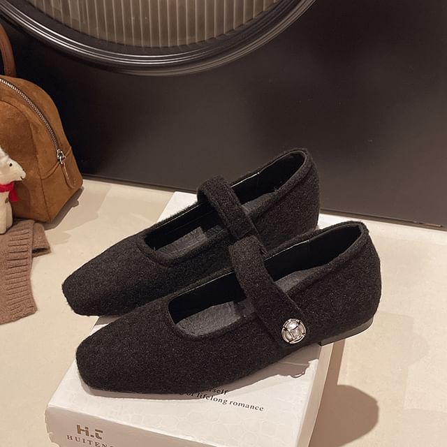 Square Wedge Toe Hidden Pumps Mary Jane