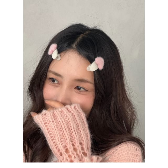 Fluffy Heart Set Hair Clip