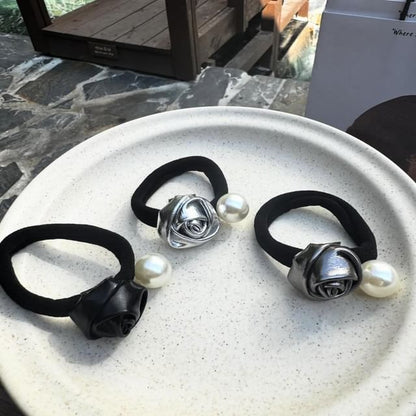 Tie Hair Pearl Flower Faux