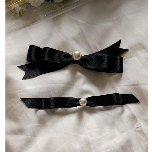 Clip Faux Pearl Bow Hair