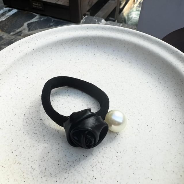 Tie Hair Pearl Flower Faux