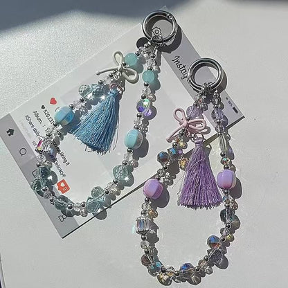 Crystal Phone Faux Lanyard Strap Pad Bow with