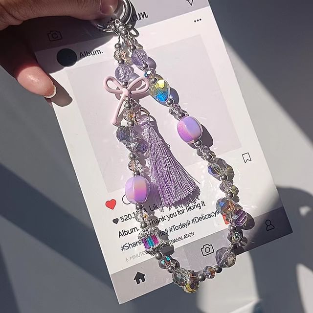 Crystal Phone Faux Lanyard Strap Pad Bow with