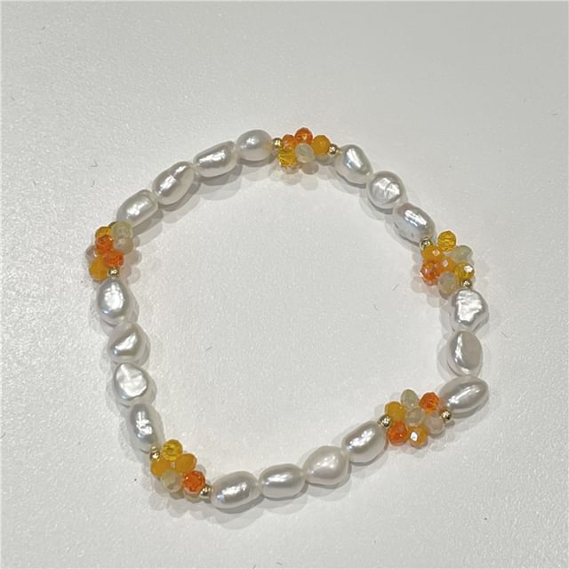 ブレスレット ビーズ シルバー リボン / 天然 925 パール スターリング