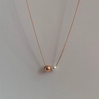 Faux 925 Sterling Necklace Silver Ball Pearl
