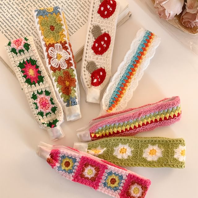 Patterned Crochet Headband Wide
