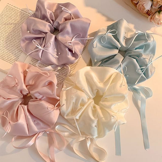 Plain Scrunchie Bow Satin