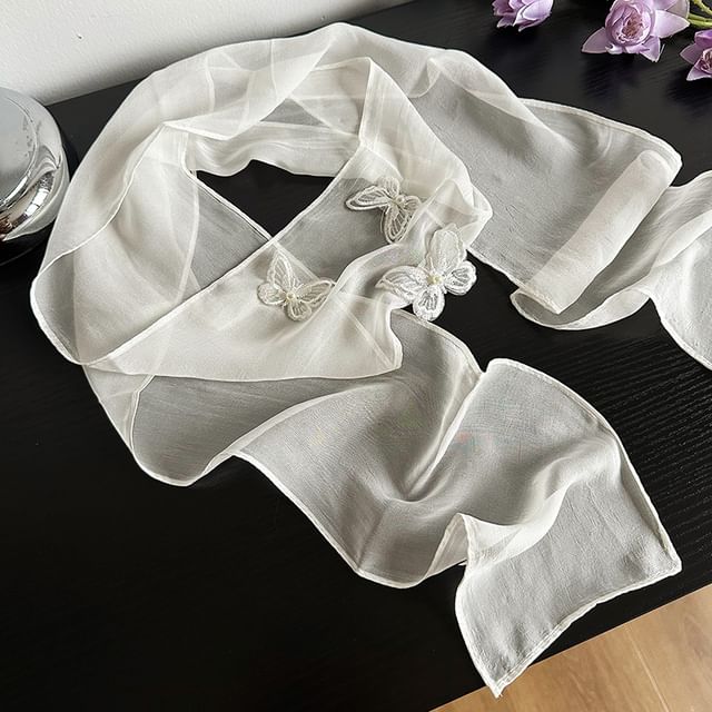 Applique Mesh Butterfly Scarf