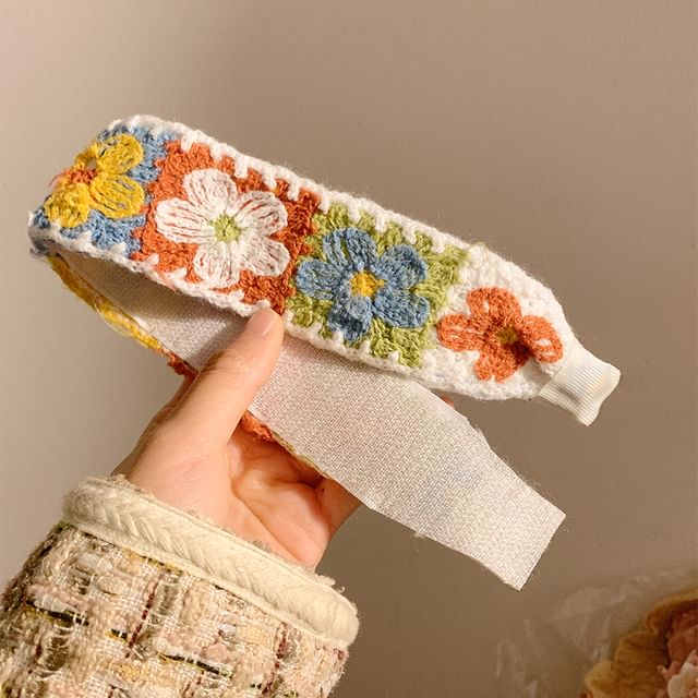 Patterned Crochet Headband Wide