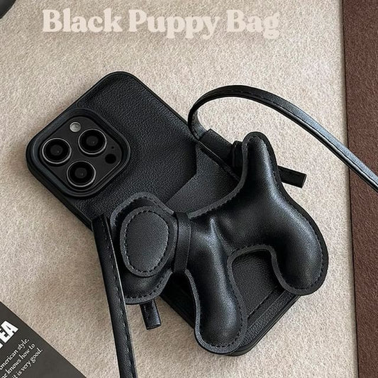 Dog Lanyard Decoration Holder Faux Set Adhesive Case Phone Card / with Leather