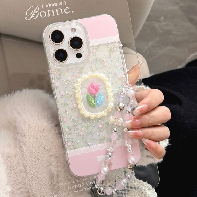 Phone Embroidered / Set Floral Decoration Case Adhesive Charm