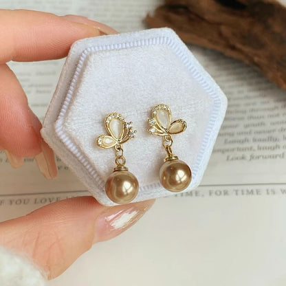 ビーズダングルバタフライイヤリング