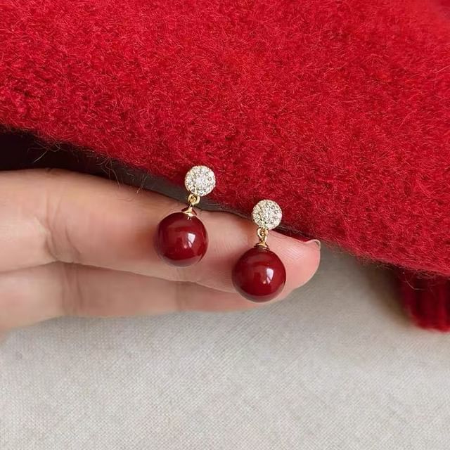Strass Tropfen Ohrring Legierung Perle