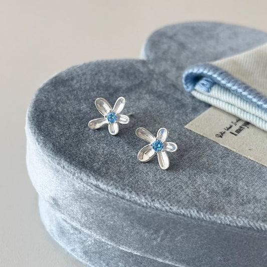 ラインストーンスタッドフローラルイヤリング合金