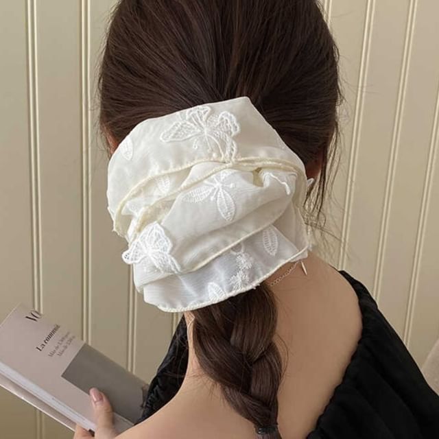 Scrunchie Butterfly Embroidered