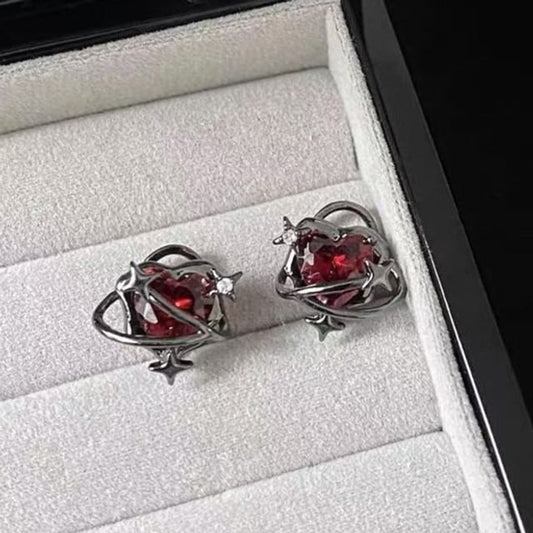 Ohrstecker Faux Cuff Herz Ohr Legierung Kristall