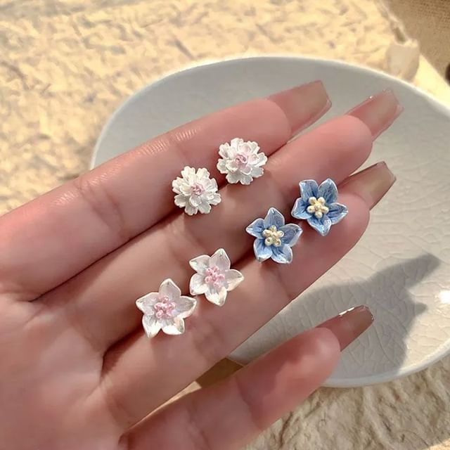 Legierung (verschiedene Set Ohrstecker 3 Paar: von Designs) Floral