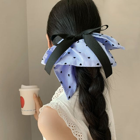 Bow Print Heart Scrunchie Striped