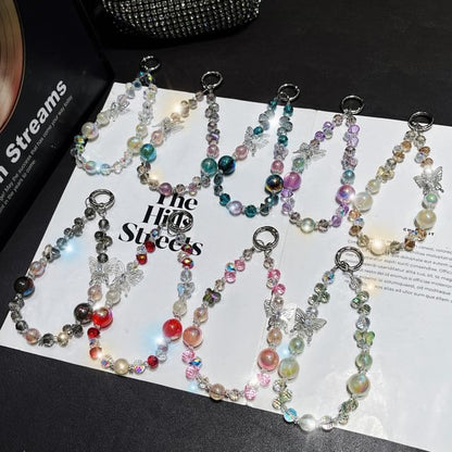 Crystal Butterfly Wrist Beaded Phone Faux Strap