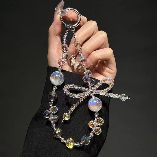 Crystal Faux Bow Beaded Phone Strap Wrist