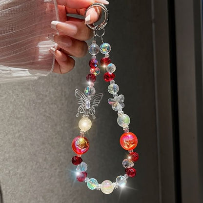 Crystal Butterfly Wrist Beaded Phone Faux Strap