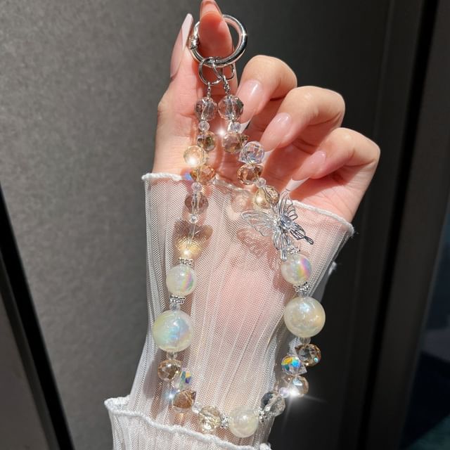 Crystal Butterfly Wrist Beaded Phone Faux Strap