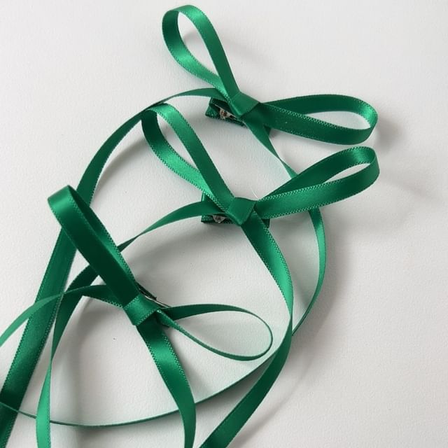 リボンプレーンヘアクリップ3個セット：