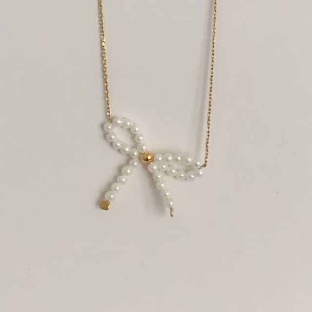 925 Necklace Sterling Beaded Bow Silver