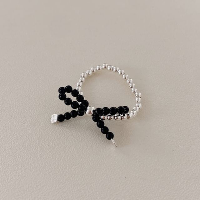 Silber Sterling Perlen Schleife Ring 925 Elastisch