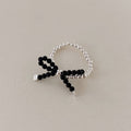 Silber Sterling Perlen Schleife Ring 925 Elastisch